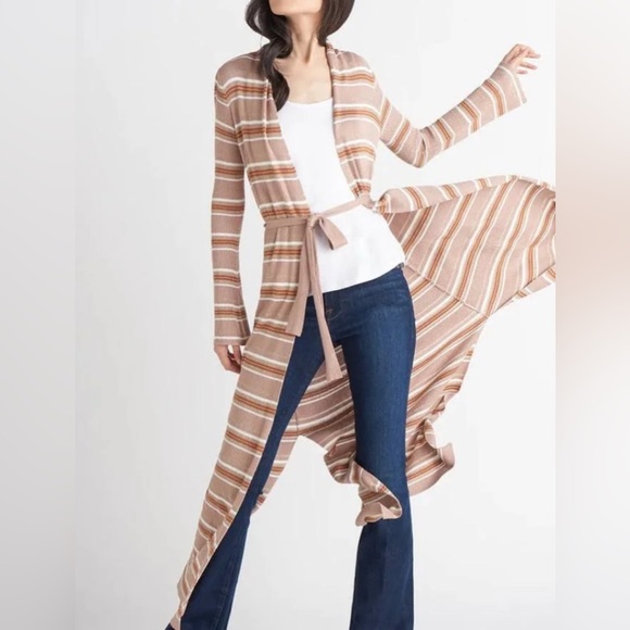 L’AGENCE METALLIC STRIPPED DUSTER CARDIGAN     NWOT - Picture 4 of 10